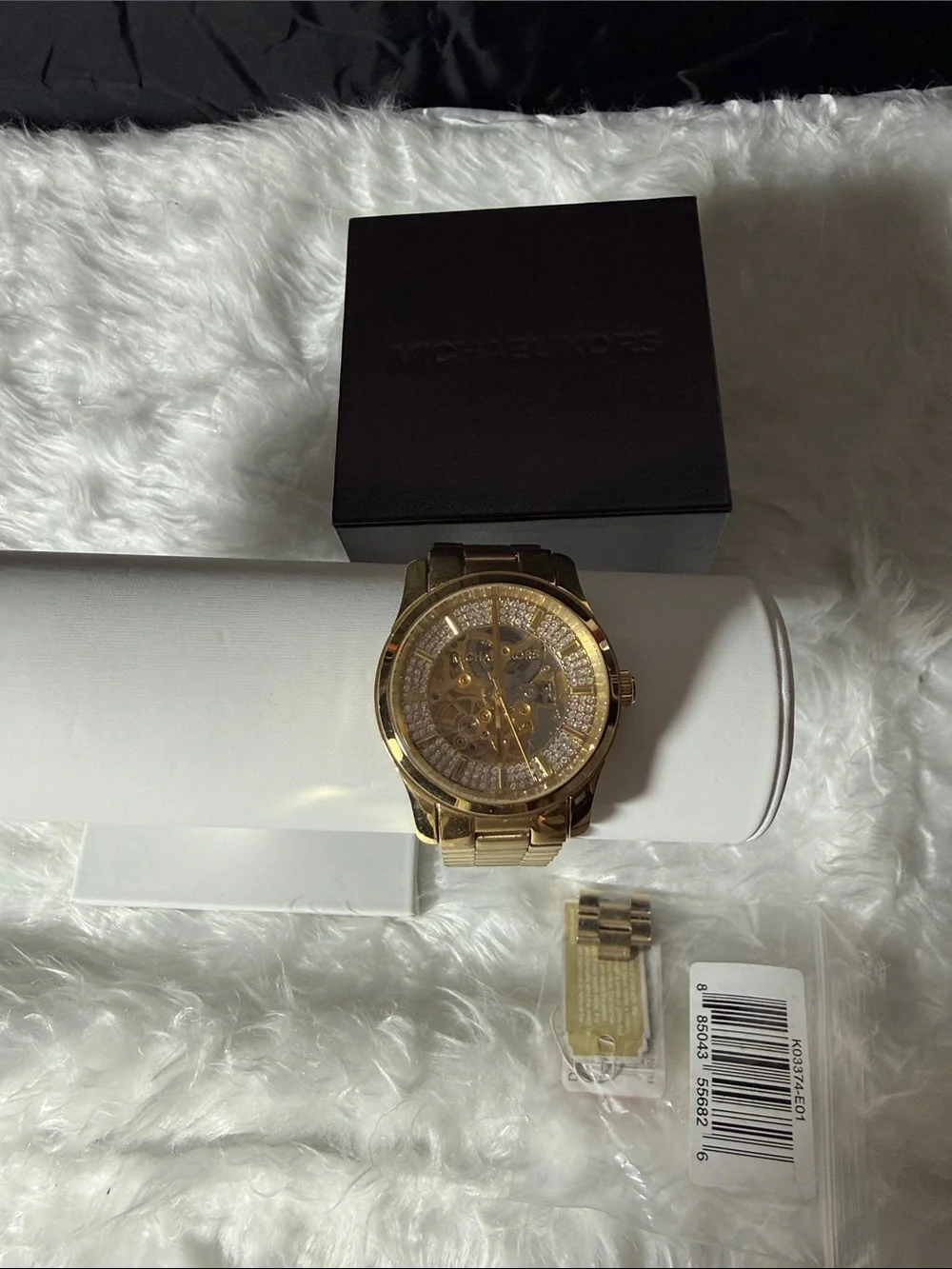 Michael Kors Gold Crystal-Accent Skeleton Dial Women's Bracelet Watch